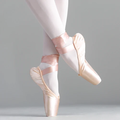 Imagen 2 del producto Zapatos de punta de Ballet de bailarina para niñas, zapatos de Ballet profesionales de satén rosa para mujer para bailar