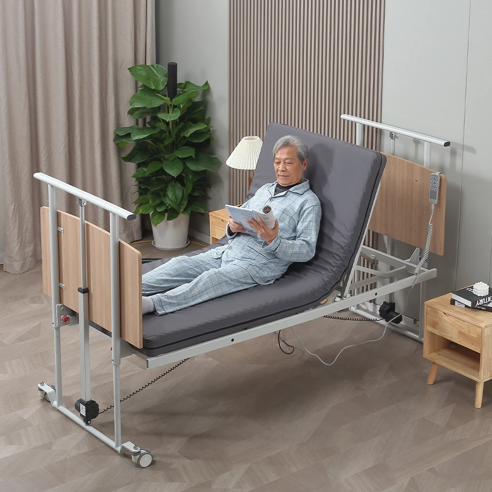 Adjustable Bed Frame Bed Rails for Elderly Adults Safety with Adjustable Heights Storage Pocket Assist Support Side Railings