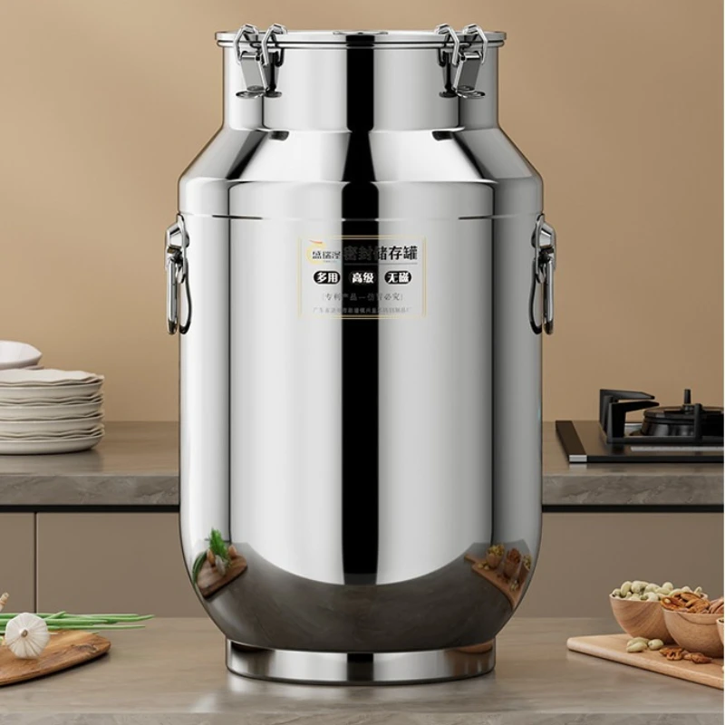 Premium Airtight Stainless Steel Canister Large Capacity Rice Bin for Kitchen Tea Container with Lid Anti-Corrosion Food Jar view 3