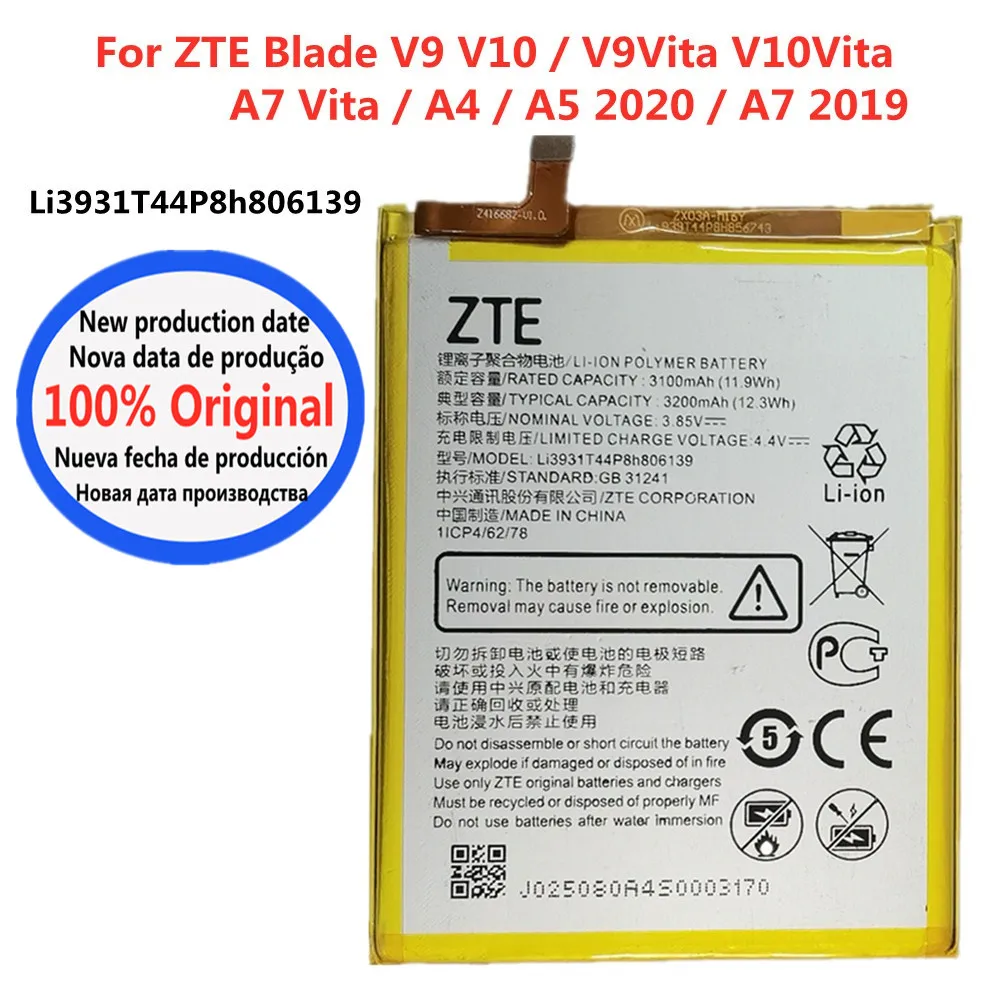 

Аккумуляторная батарея Li3931T44P8h806139 для телефона ZTE Blade V9 V10 Vita V9Vita V10Vita A7 Vita A4 A5 2020 A7 2019