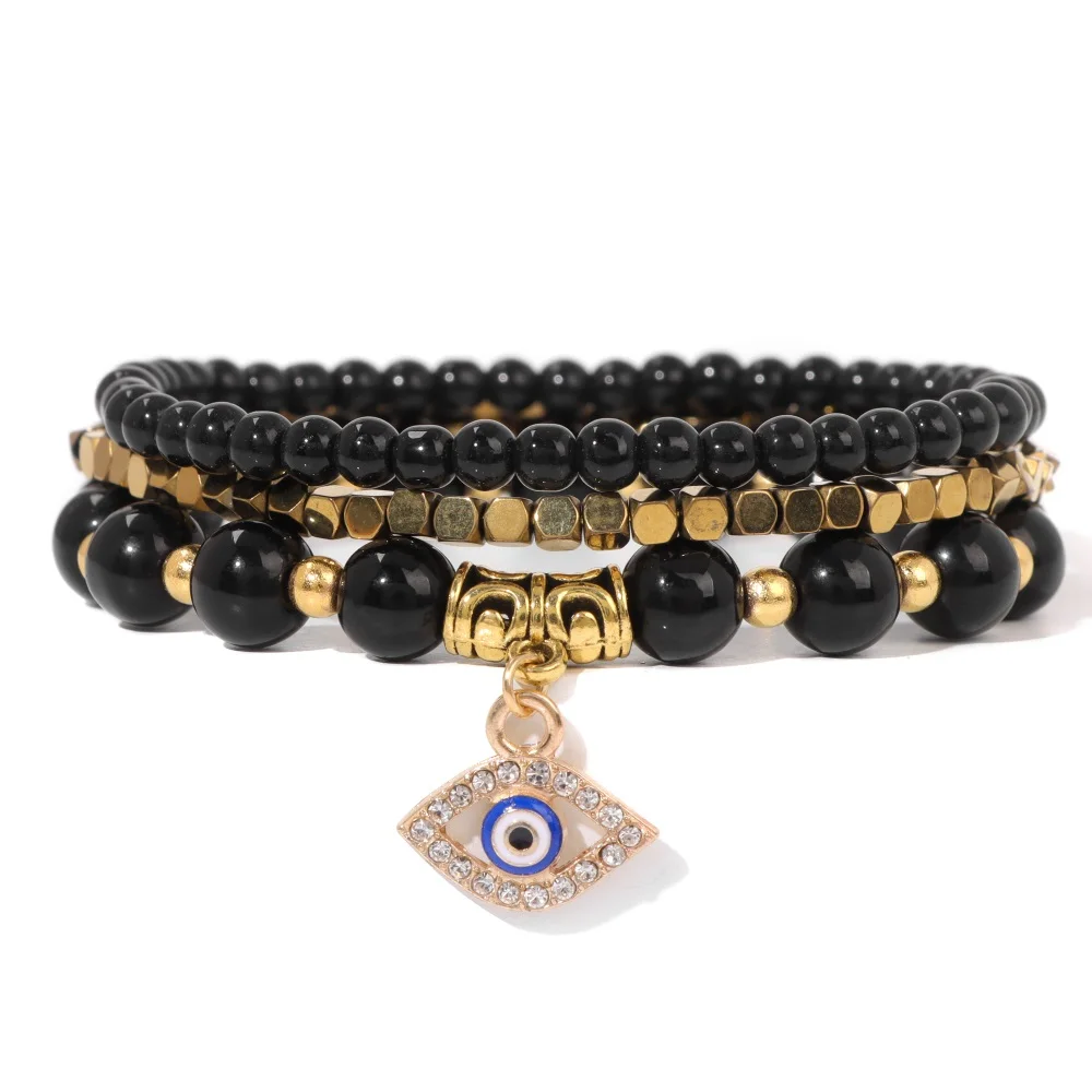 Männer Stein Armband Set Multi-schicht Schwarz Vulkanischen Holz Perlen Elastische Armband Viking Homme Pulsera Hombre Hip-Hop Punk schmuck
