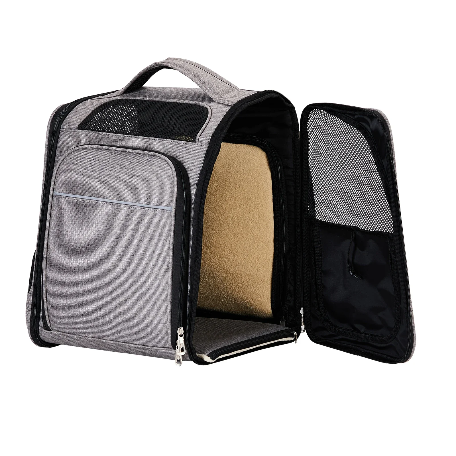 

Pet Carrier Backpack, Expandable Cat Dog Carrier with Front & Back Extension, Breathable Mesh Travel Backpack for Small Dogs Cat