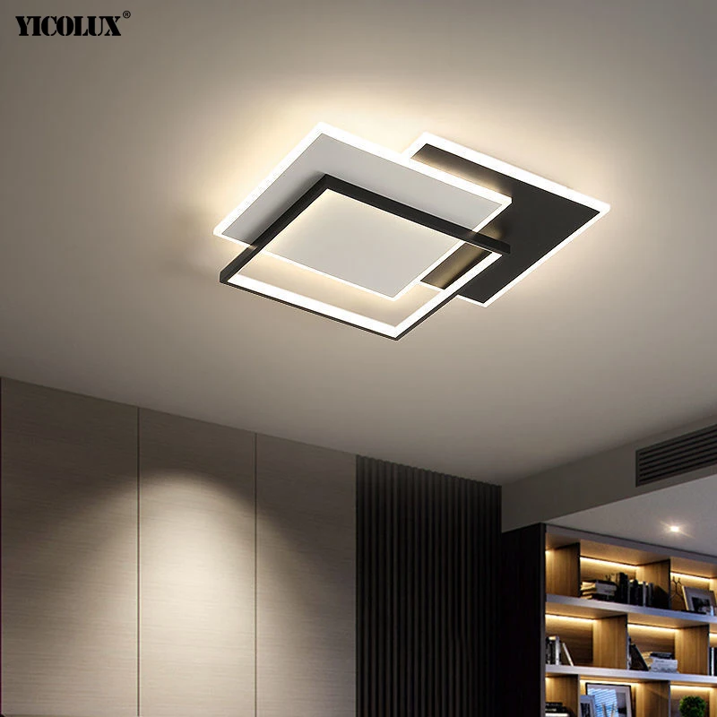 Dimming Simple Round Square Home New Modern LED Chandelier Lights Living Dining Room Kitchen Bedroom Hall Lamps Indoor Lighting