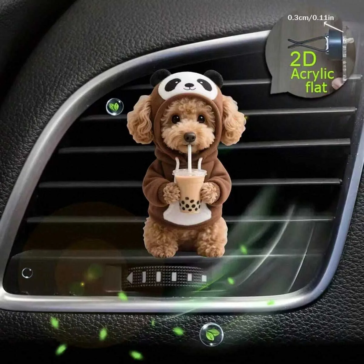 2D Flacher Teddybär-Auto-Lüftungsauslass-Dekorationsclip, Kann zum Trinken von Milchtee Verwendet Werden, Frische Luft im Auto, Niedliches Auto-Interieur – Detail 4