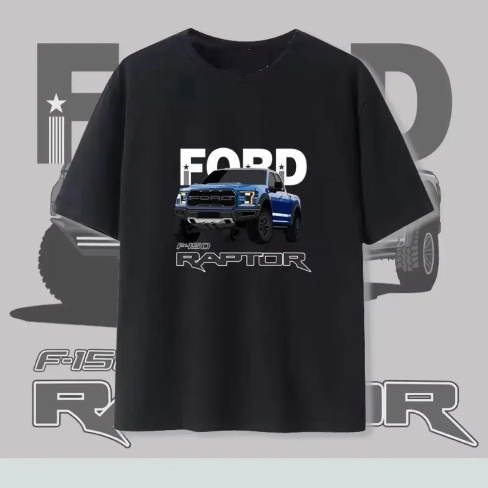 

Ford Raptor F150 Off Road Car Club Pickup Cotton Short Sleeved T-shirts Men's and Women's Summer Versatile Half Sleeve Clothes