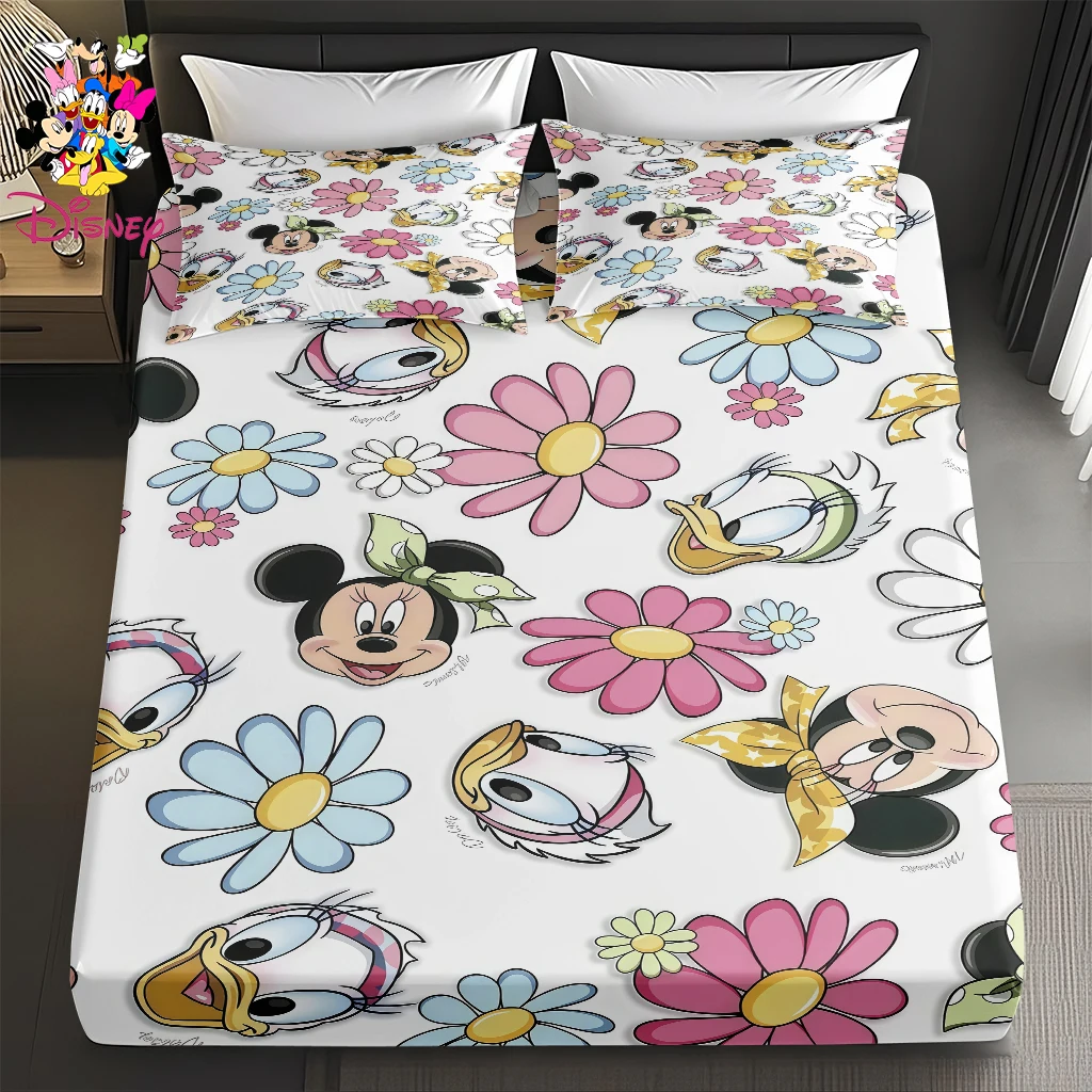 2/3pcs Disney Donald Duck and Mickey Mouse Fitted Sheet Set,Soft and Machine-Washable Fabric  Skin-Friendly & Breathable Bedding