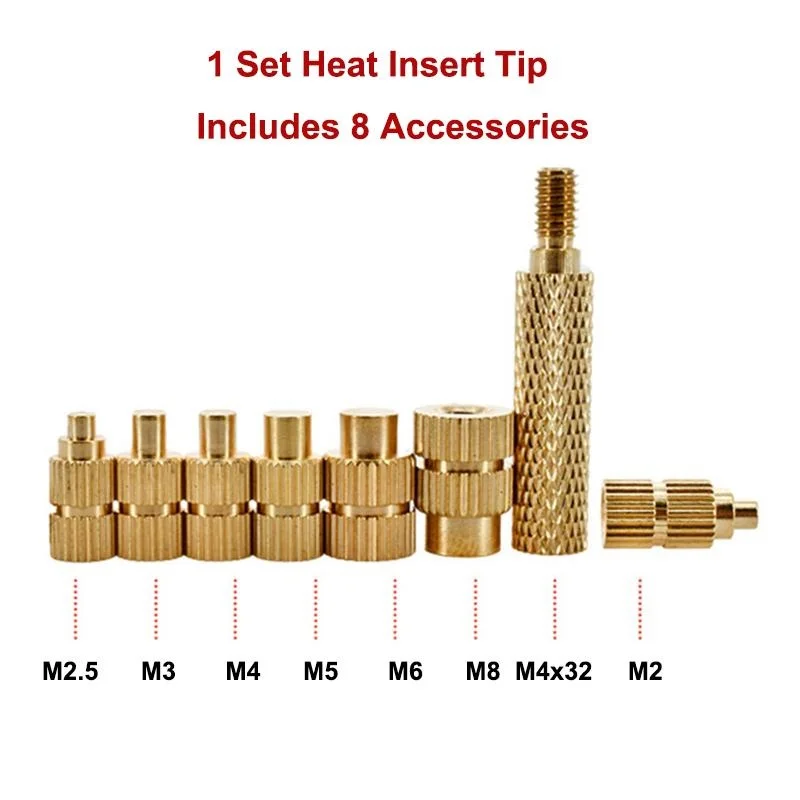 Imagem -03 - Kit de Inserções Roscadas Recartilhado Heat Insert Tip m2 m3 m4 m5 m6 Porca de Latão Inserir para Plástico 3d Print Moldagem por Injeção 415 Pcs