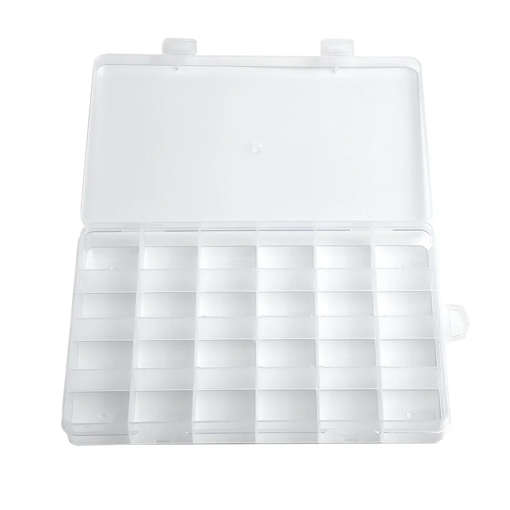 24Grids Plastic Storage Jewelry Box Compartment Adjustable Container For Beads Earring Box For Jewelry Rectangle Box Case