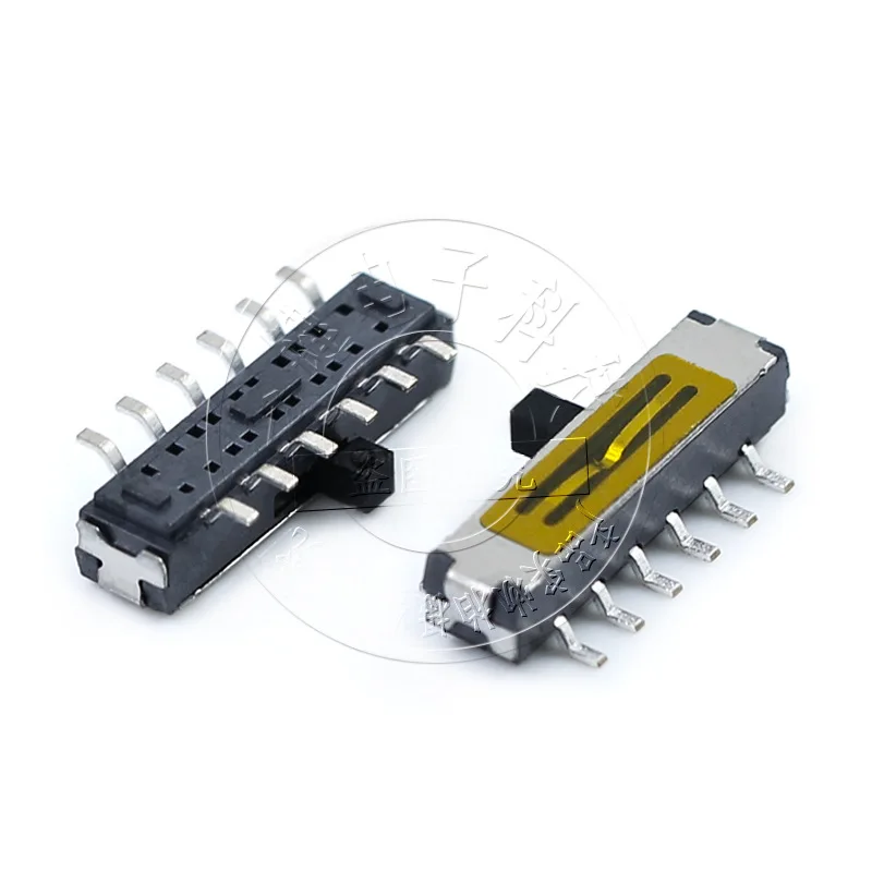 

50Pcs/Lot Mini Toggle Slide Switch Sticker Yellow Film 4P2T Toggle 12 Feet 2 Gears Horizontal SMD-12