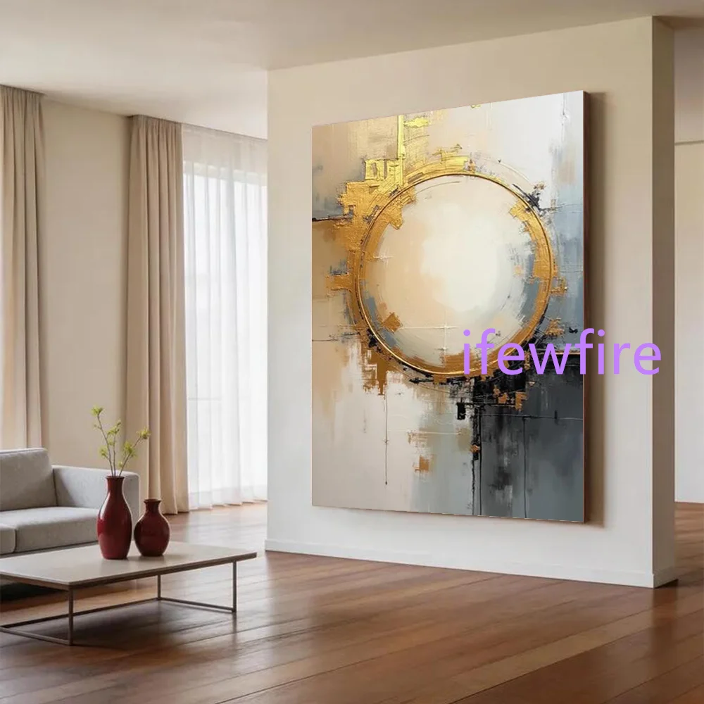 100% Handmade Abstract Oil Painting on Canvas Original Golden Texture Wall Art Picture for Home Living Room Decor Image Artwork