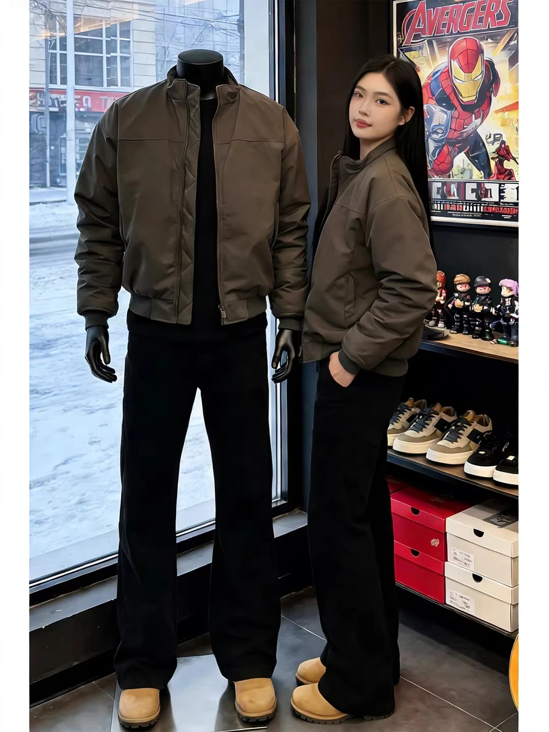 Deep Grey Short Men's Pilot Jacket Stand Collar Three-Proof Baseball Uniform Loose Fit Spring Autumn Youth Fashion Polyester ...