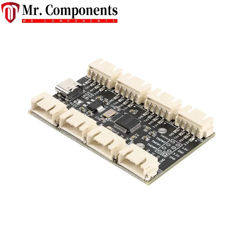 1PCS USB to 8-way Channels TTL Serial Port Module CH348 Multi-channel UART Expansion Board TypeC to 8 TTL HUBs PCB YR-6008 Cable