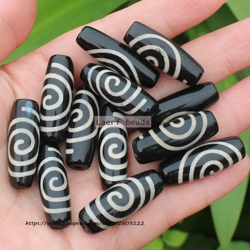 3pcs(can Mix) Natural Agate stone Tibet DZI Beads, Length Around 30mm,For DIY Necklace Bracelet Jewelry Making !