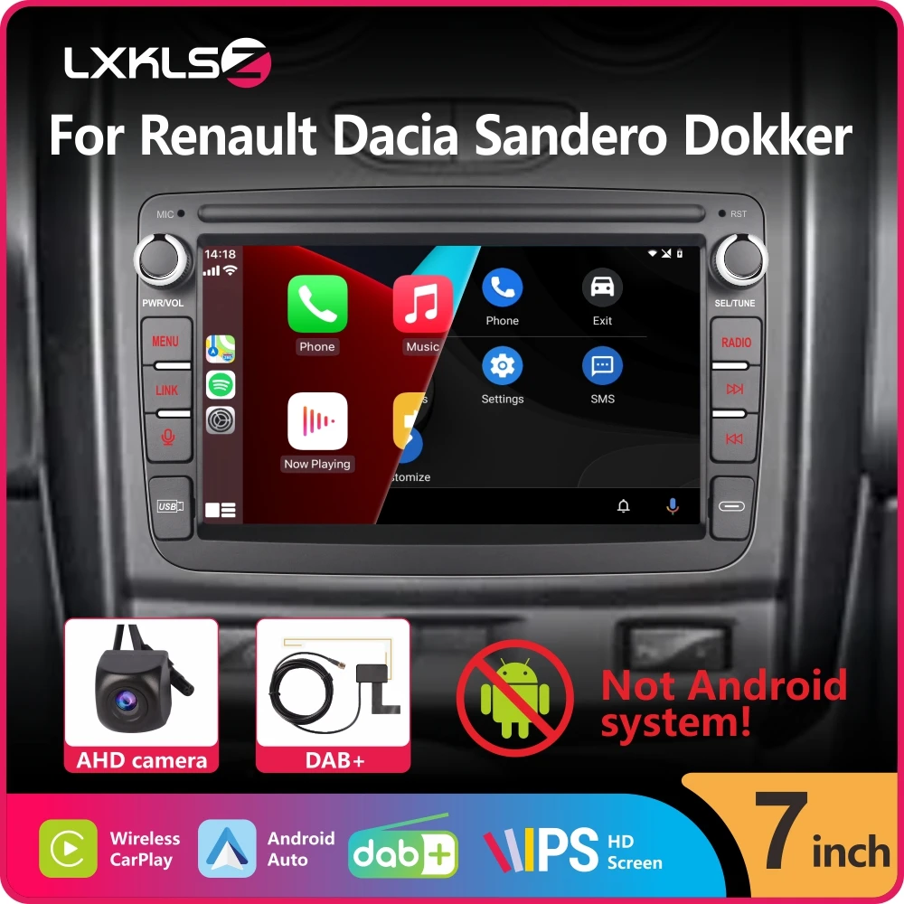 Car Radio with Wireless Carplay Android Auto for Renault Dacia Sandero Dokker with 7