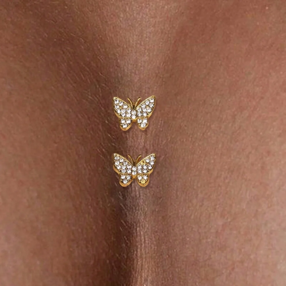 Stonefans Butterfly Rhinestone Chest Stickers Jewelry for Women Rhinestone Non Piercing Body Jewelry Accessories Festivel Gift