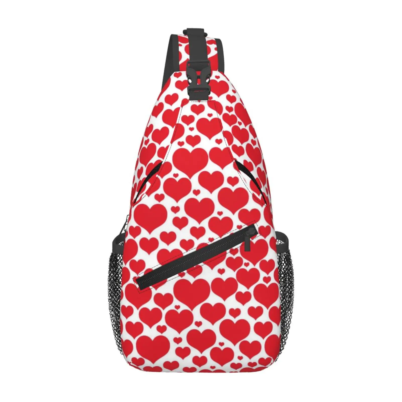 

Red Heart Pattern Print Sling Bag Casual Crossbody Backpack Travel Hiking Daypack Lightweight Chest Purse Fashion Shoulder Bags