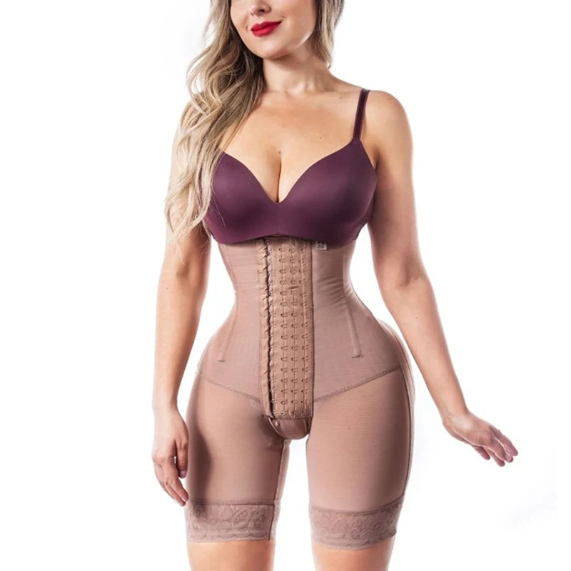 

Woman Open Bust Tummy Control Shapewear Postpartum Body Shaper Post Liposuction Bodysuit Hook Eye High Waist Fajas