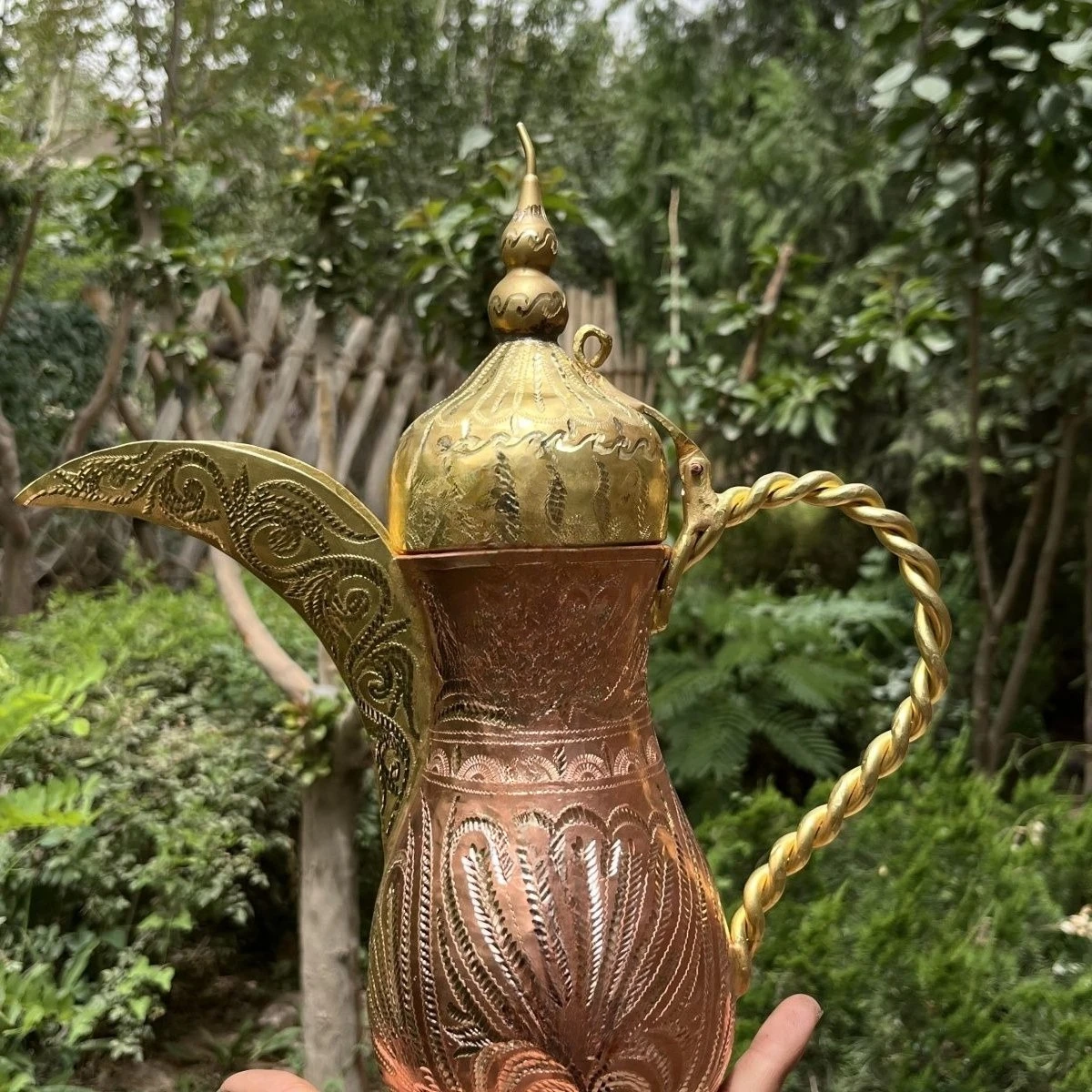 Teko kopi, kerajinan tangan Turki bergaya istana mewah, teko tembaga kelas atas untuk rumah