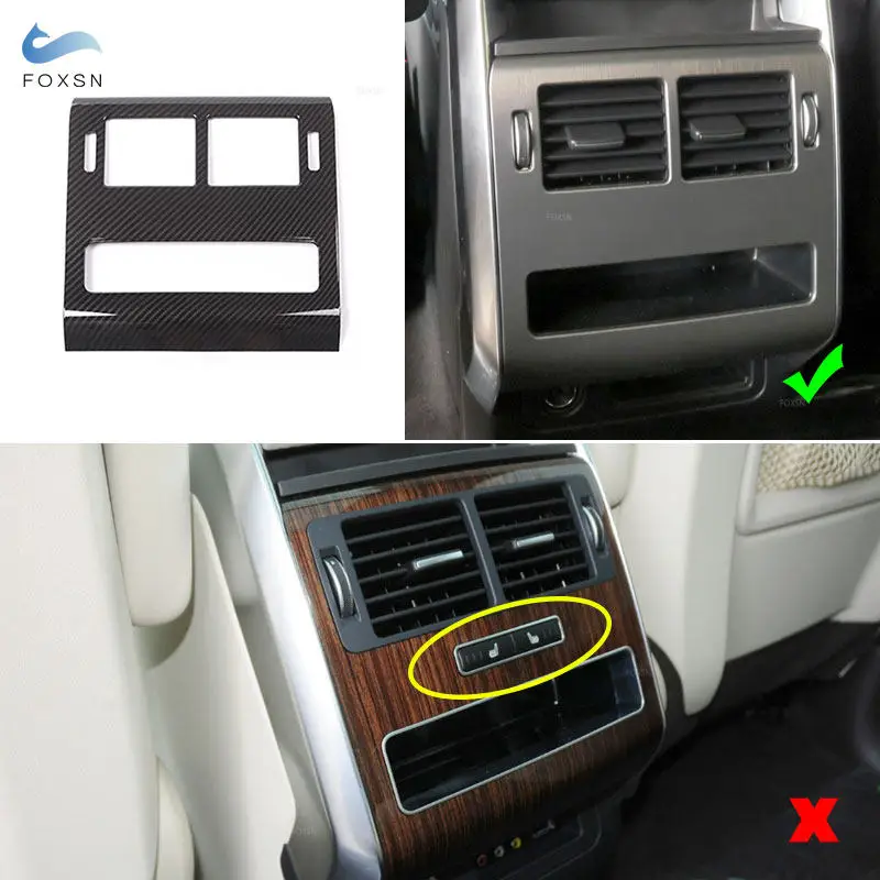 For Land Rover Range Rover Sport 2014-2017 Car Interior Rear Air Condition Vent Outlet Frame Cover Trim ABS Carbon Fiber Texture