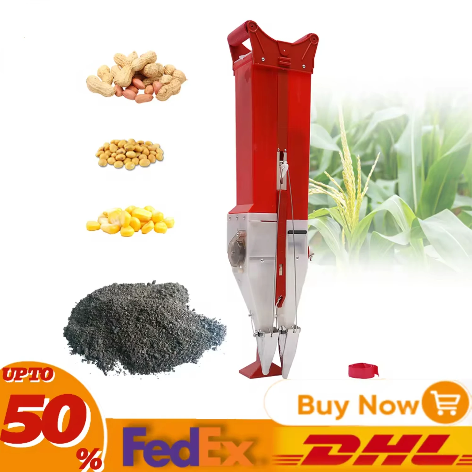 

Handheld Seeder Fertilizer Applicator Double Cylinder Spreader Machine Hills Vegetable Garden Planter Tools