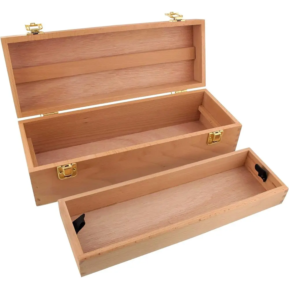 

Multi-Function Artist Tool Supply Box with Locking Clasps & Removable Tray - Wooden Art Box for Artist Supplies, Brushes, Pencil