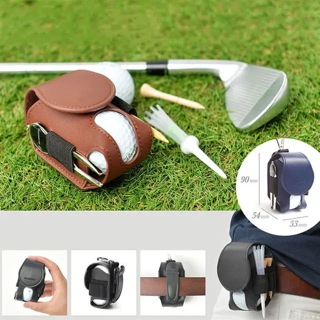 Mini kieszonkowy skórzany pokrowiec do przechowywania piłek golfowych Przenośna torba z uchwytem na talię do gry w golfa Mini pojemnik na piłki golfowe Torba do przechowywania w talii