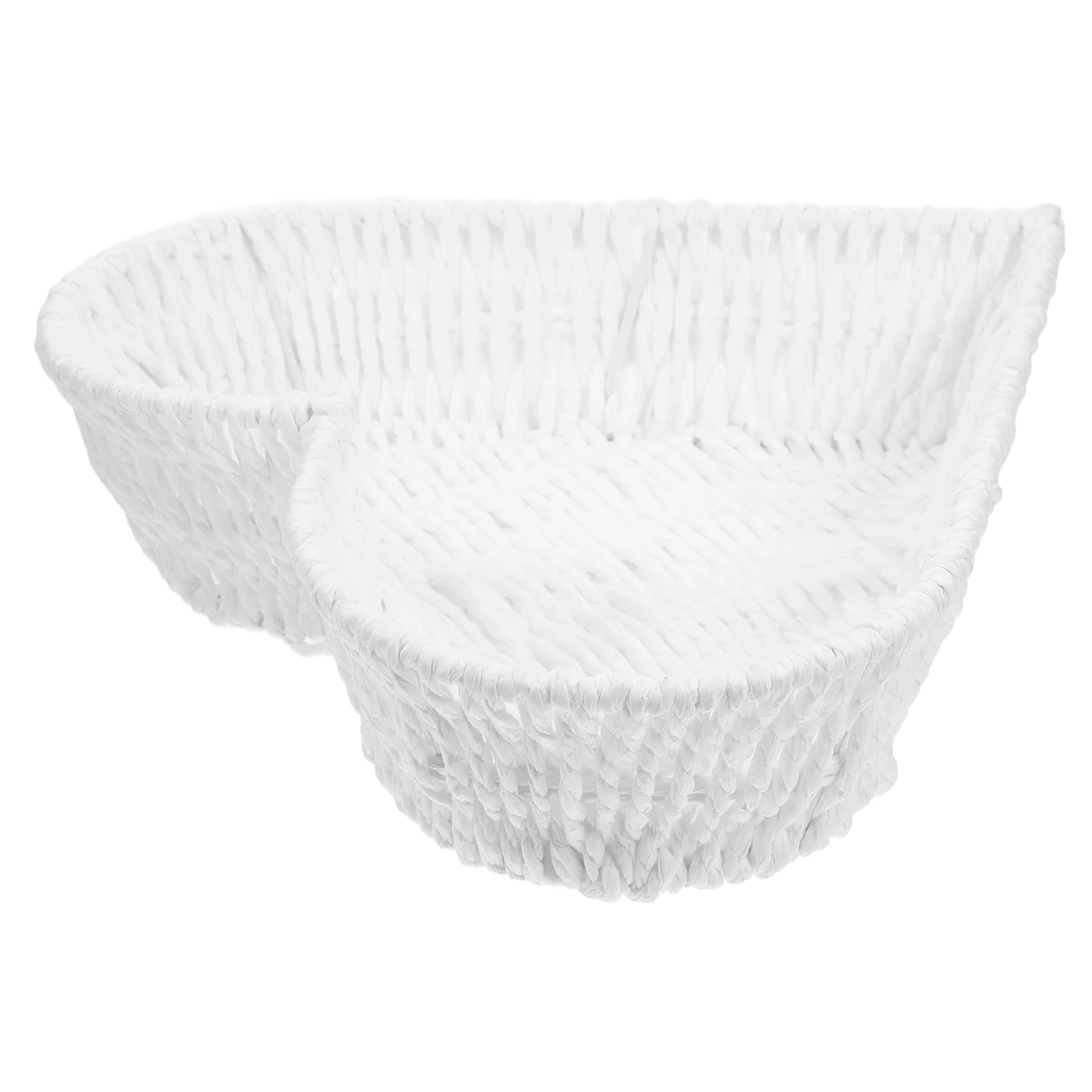 

Heart Shaped Storage Basket Paper Rope Weaving Bread Fruit Vegetable Display Baskets Home Decor Stylish Design Multifunctional