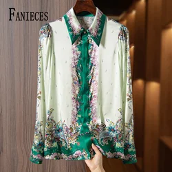 FANIECES S-4XL Mode Baroque Femme Chemise À Manches sulfVintage Blouse Printemps Automne Luxe Y-Camisas Y Blusas