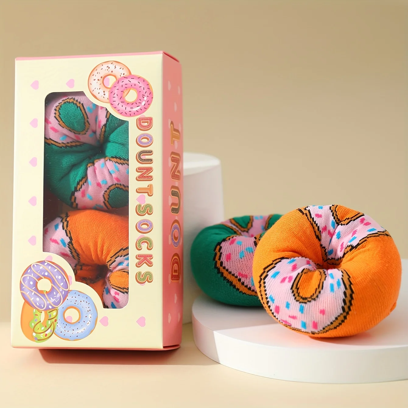 Two pairs of novels, colorful donuts, fashionable socks, four seasons suitable for Christmas Valentine\'s Day gifts on Halloween