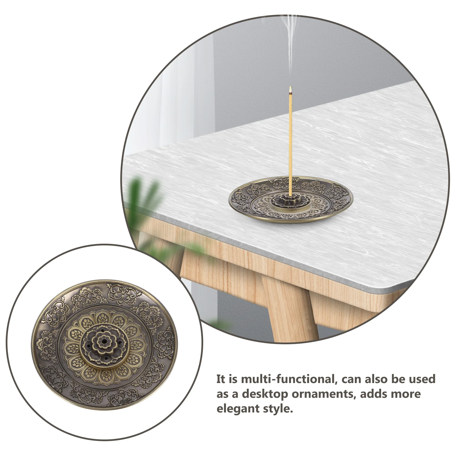 

1Set Metal Lotus Incense Holder Zinc Alloy Incense Stick Tray Desktop Aromatherapy Burner Relaxation Decoration