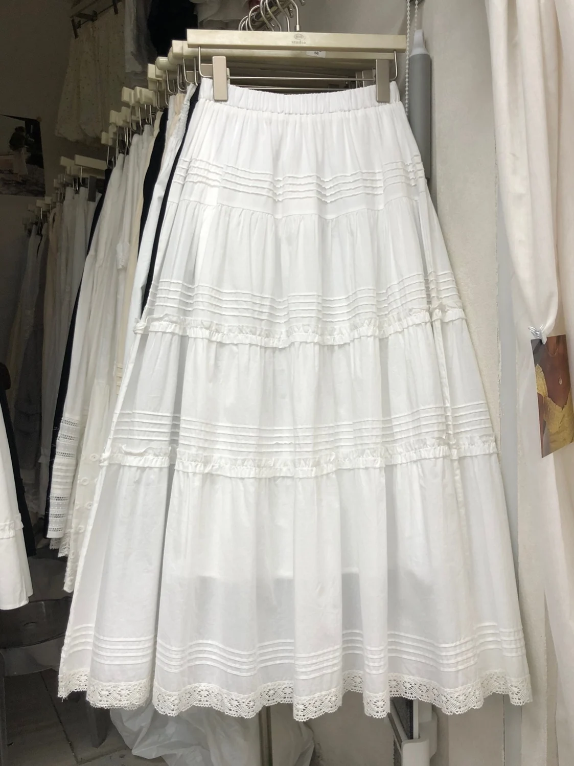 

Белая хлопковая юбка А-силуэта с кружевными вставками и богатой отделкой, длинная юбка-макси для женщин