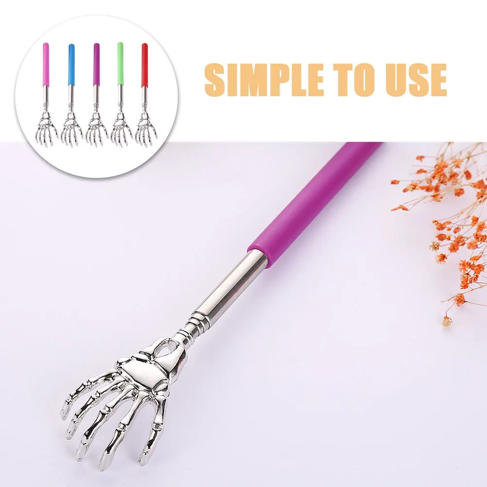 5 szt. Rozciągliwe drapaki do pleców, narzędzia do masażu, nierdzewne, z długim uchwytem, masażer, czerwony, różowy, zielony