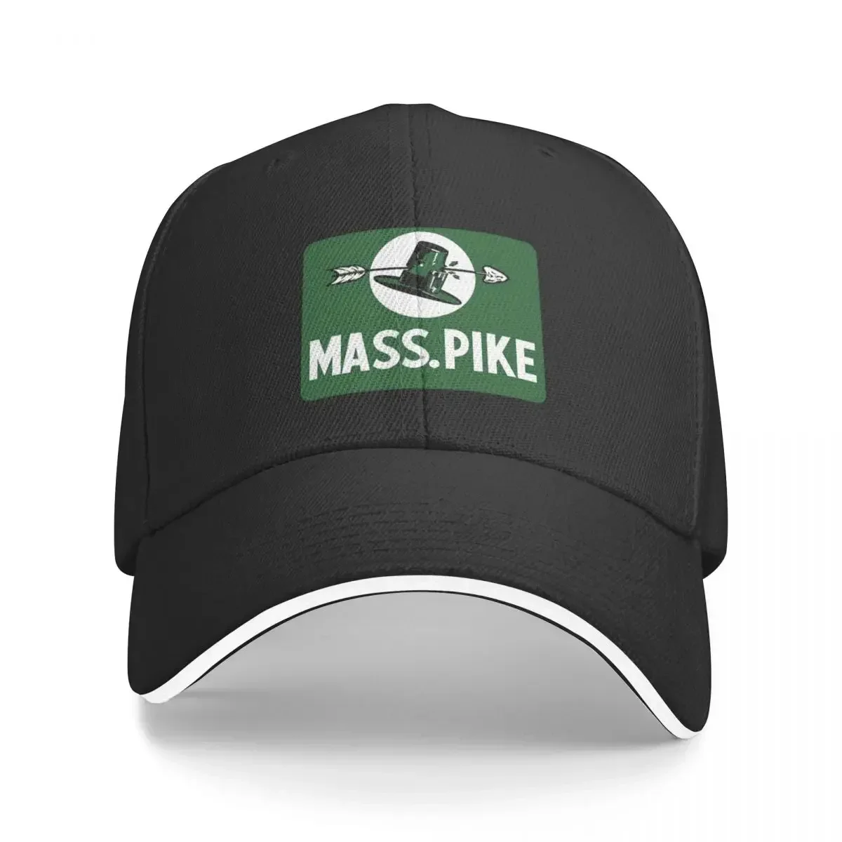 

Mass Pike Road Sign with Pilgrim Hat Baseball Cap Sunscreen Hats For Women Men's
