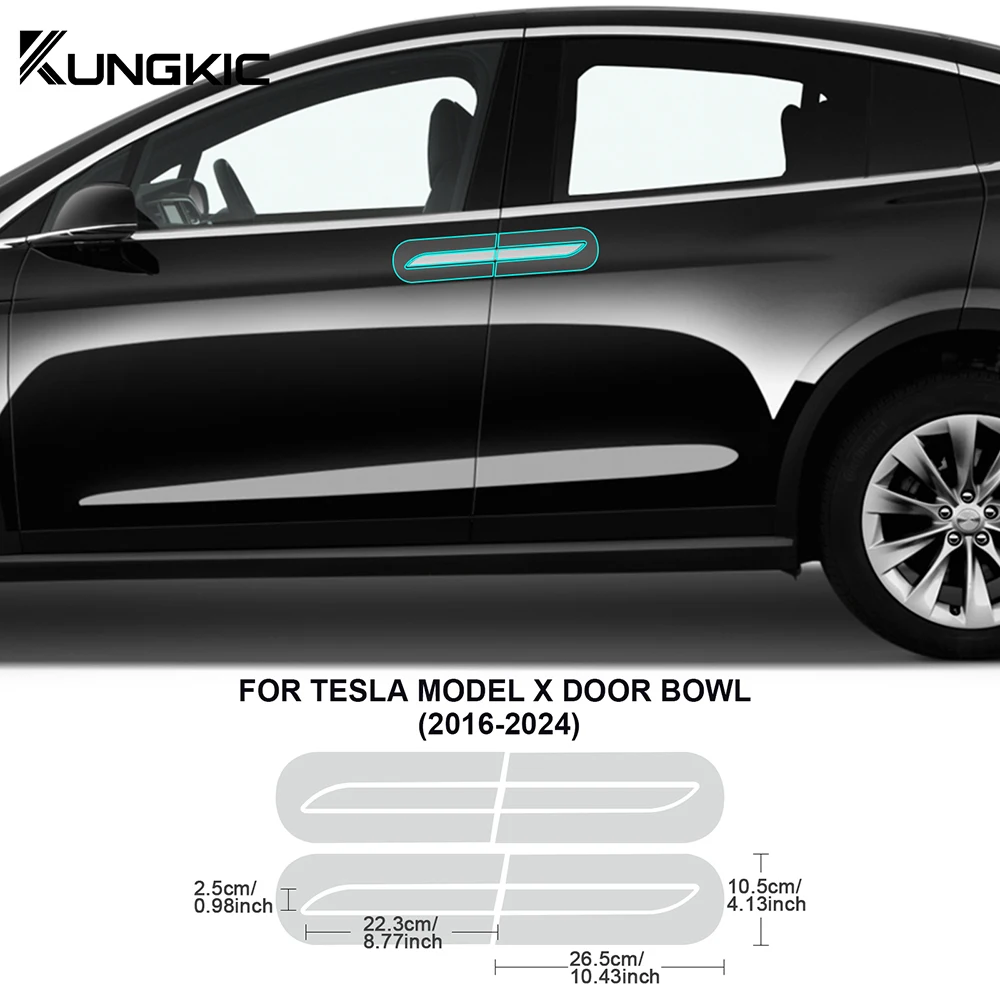 KUNGKIC for Tesla Model X 2016-2024 Car Door Sills Protective Handle Sticker Precut Paint Protection Film TPU PPF 8.5mil Decal