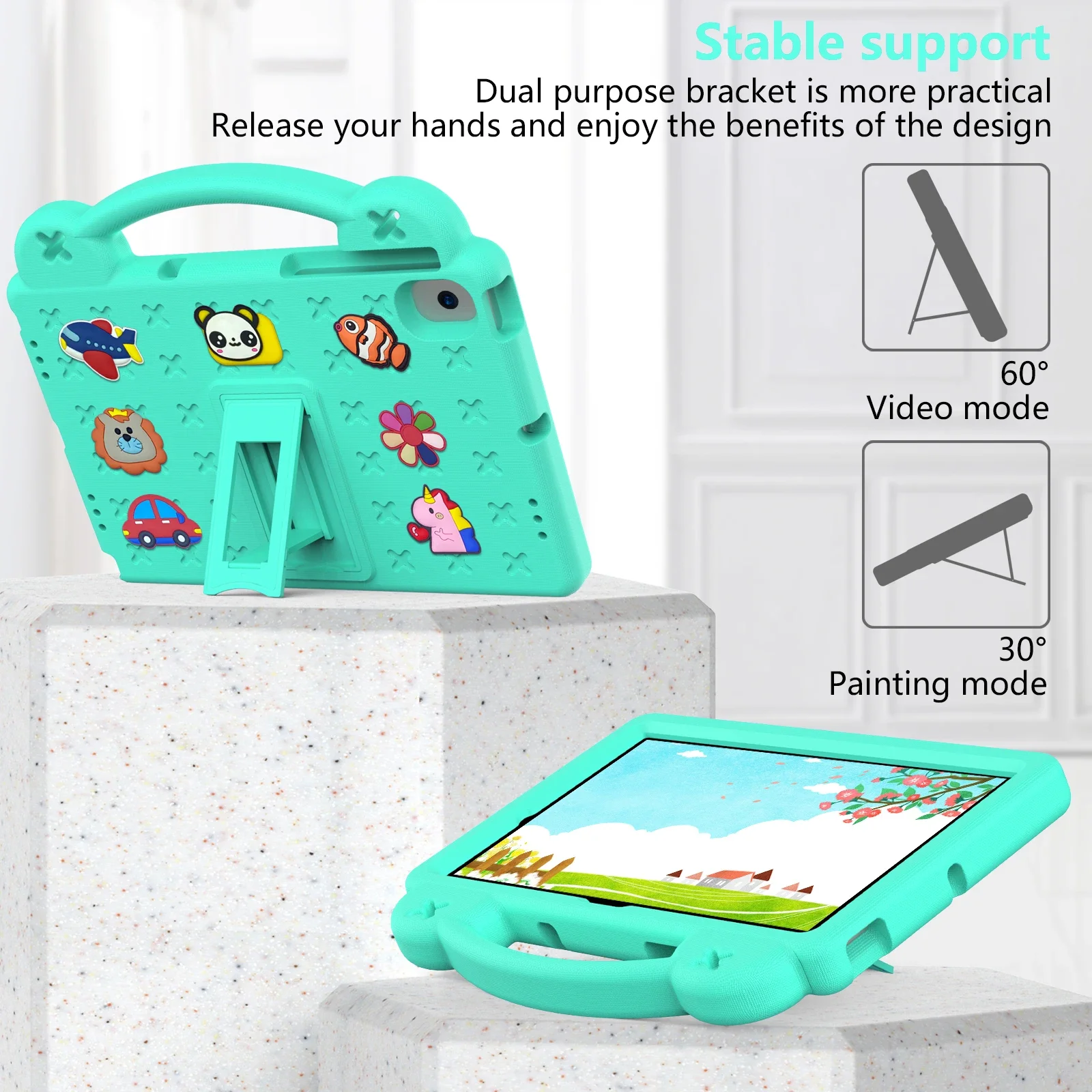 EVA Bear Case Universal For Nokia T20 T21 10.4 inch Built-in Kickstand Kids Funda Cover Full Body Protection With Hand Holder