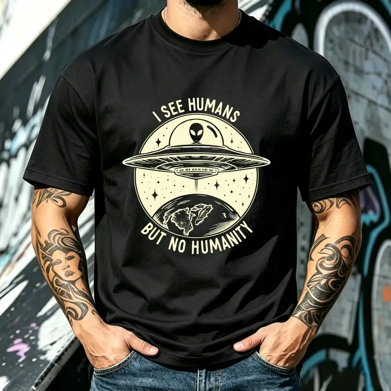 washed T Shirt Stay Weird Alien UFO Outfit Zone Area 51 That Go Hard Lovecraft Supernatural Grey Outer Space vintage Washed