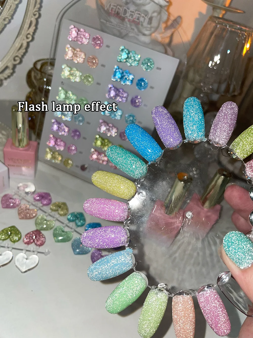 Vendeeni 15 Farben/Set Glitzer-Broken-Diamond-Gel-Nagellack Semi-Permanent Macaron Flash UV Soak-Off Gel-Lack mit Display – Detail 7