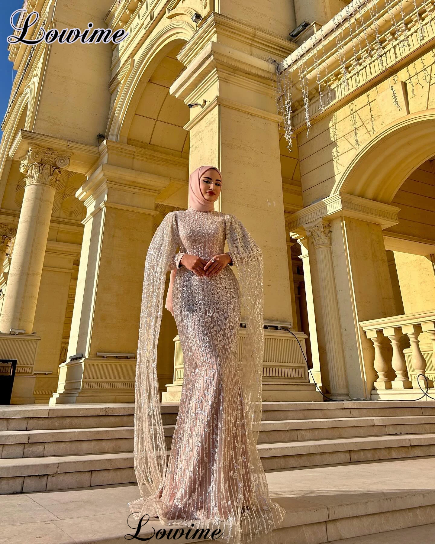 Middle East Muslim Evening Dresses Mermaid Formal Occasion Dresses With Long Sleeves Robes De Soirée Dubai Prom Party Gowns