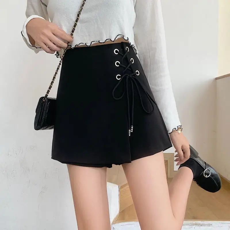 Basic Sweet Shorts Women High Waist Wide Leg Trousers Summer Korean Style Loose Casual All-match Fashion Bow Bandage Streetwear