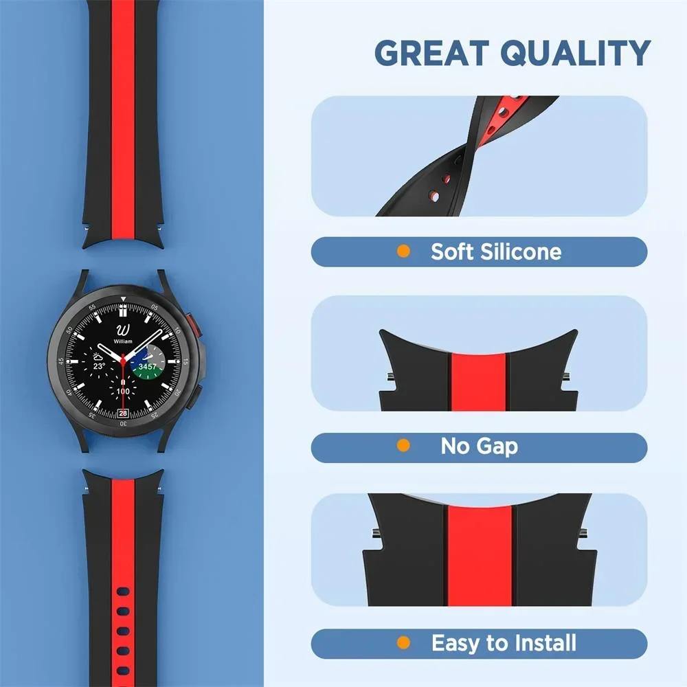 Geen kloof siliconen band voor Samsung Galaxy Watch 7 6 5 4 44/40mm 5 Pro 45mm originele armband voor horloge 6 Classic 47mm 43mm Correa