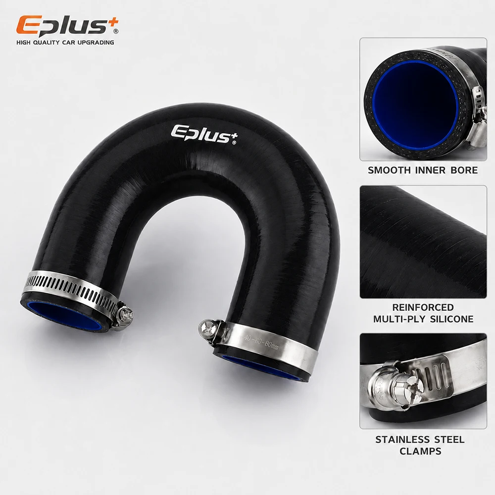 EPLUS Black 180° U-Shaped Silicone Hose 4-Ply Reinforced Universal Air Intake Turbo Intercooler Pipe Coupler - view 5