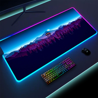 Gaming Mouse Pad RGB Firewatch Forest  Non-Slip LED Mousepad PC Gamer Computer Luminous Light 900x400 Large Keyboard Desk Mat