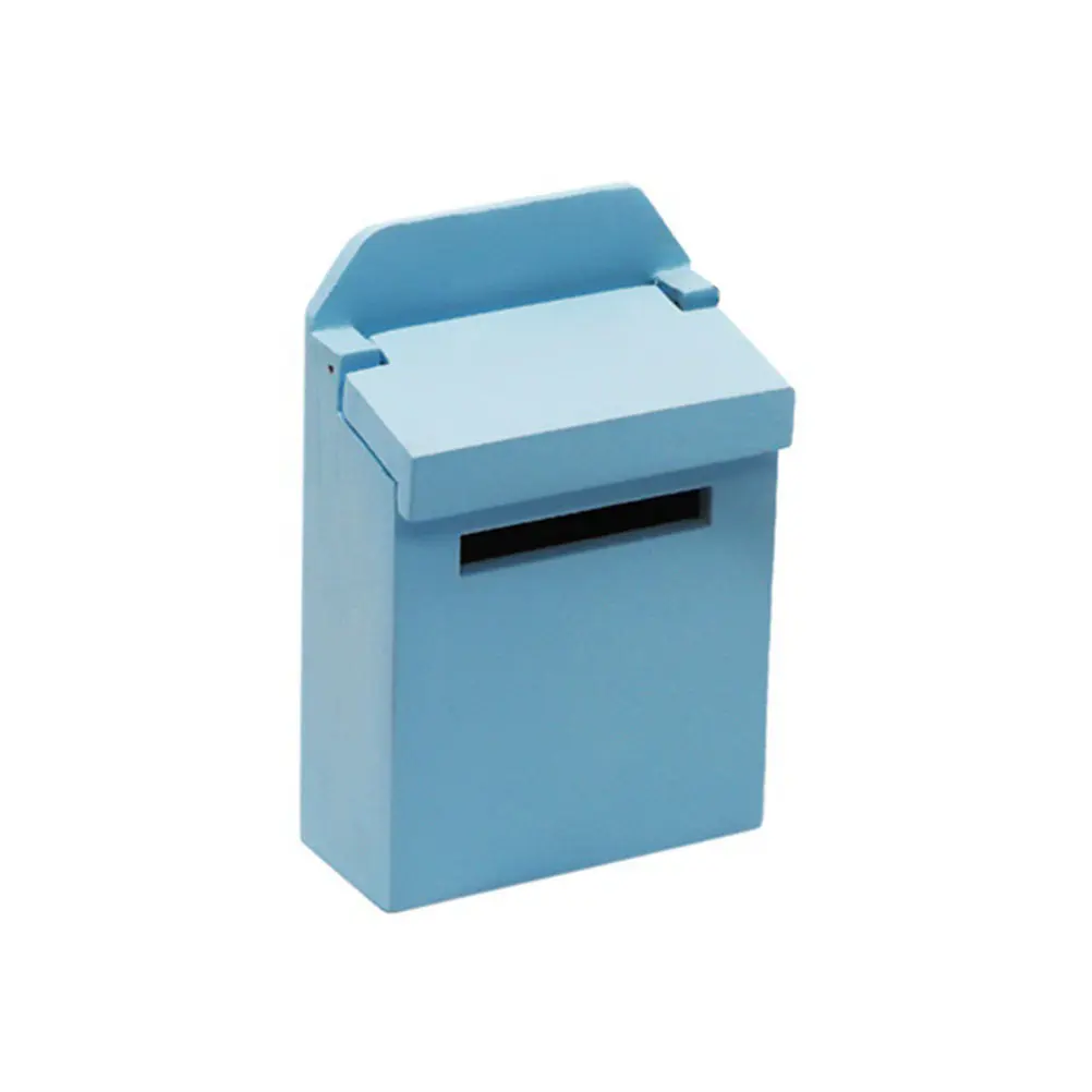 

1Pcs Mini Mailbox Sky-Blue Wooden Miniature Decorative Letter Box Suitable for Mini House Scene Props Luxury Finish