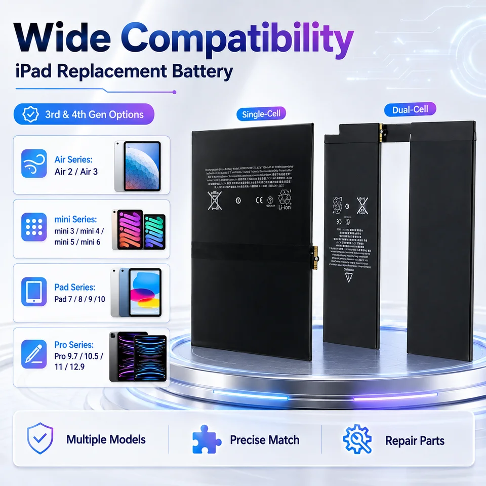 Batería de repuesto compatible para iPad air2/air3, de alta calidad para mini3/4/5/6, iPad 7/8/9/10, pro 9.7/10.5/11/12.9 pulgadas