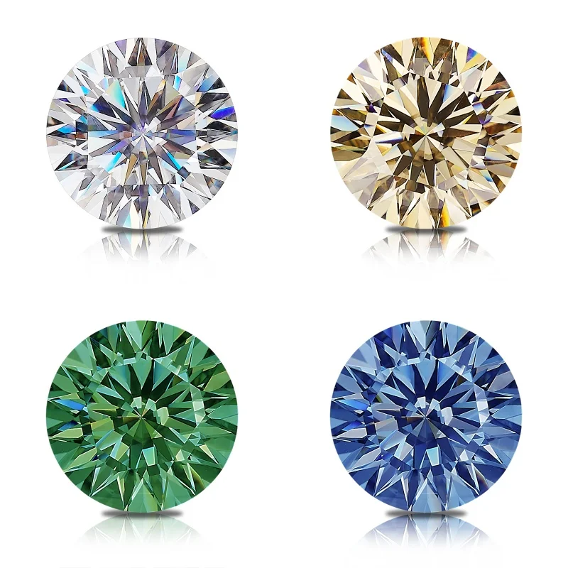 

Moissanite Round 16 Hearts&16 Arrows Colorful Loose Gemstone Beads For Engagement Ring Pendant Bracelet Necklace Making Desiogn