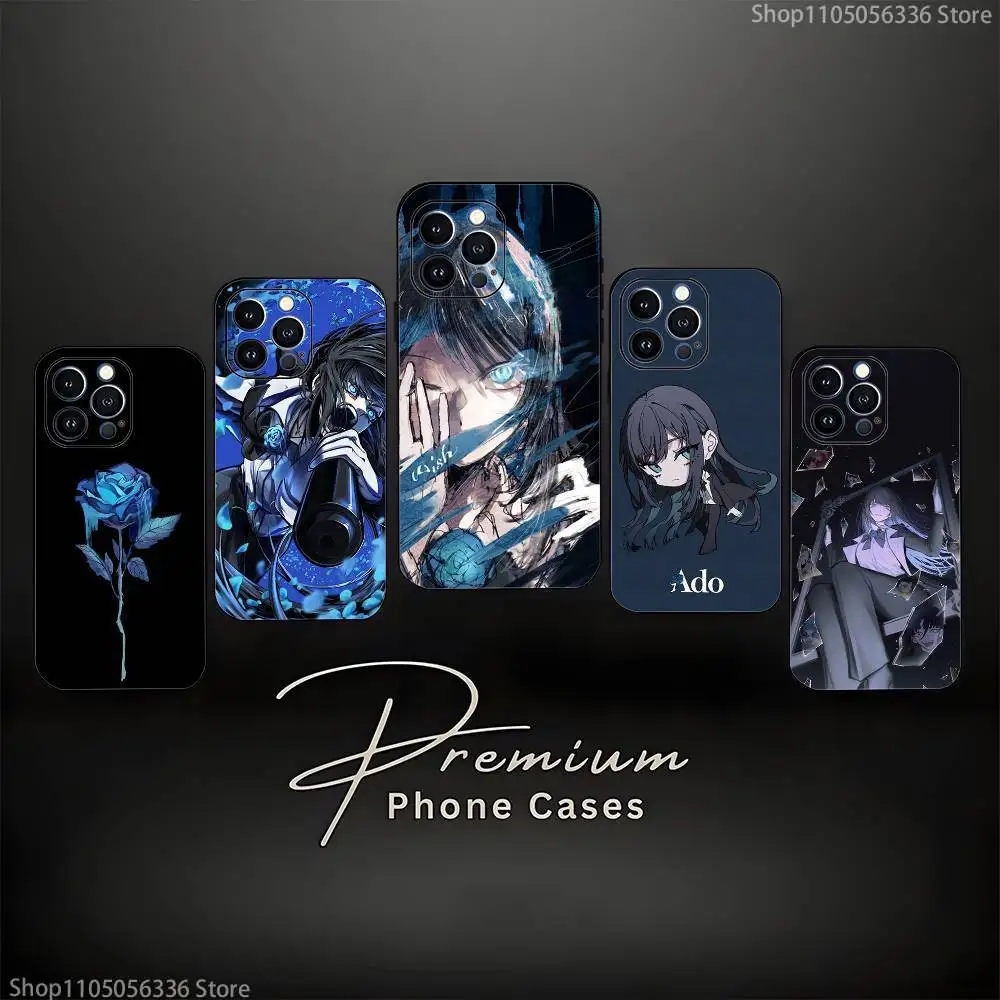 

A-Ado Kyogen X Uta Phone Case For iPhone 16,15,14,13,12,11 Plus,Pro Max,XS,X,XR,SE,Mini,8,7,Soft Silicone Black Cover