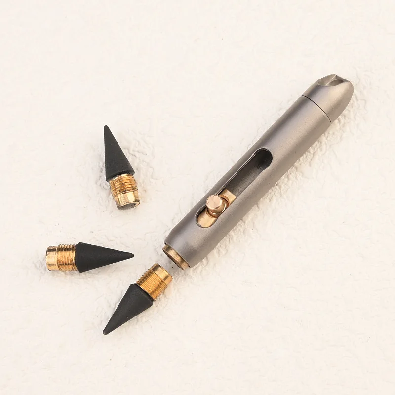 Graphite Alloy Eternal Pen Mini Titanium Alloy Non-sharpening Erasable Pencil Portable Key Pendant Pocket Pen Emergency Writing