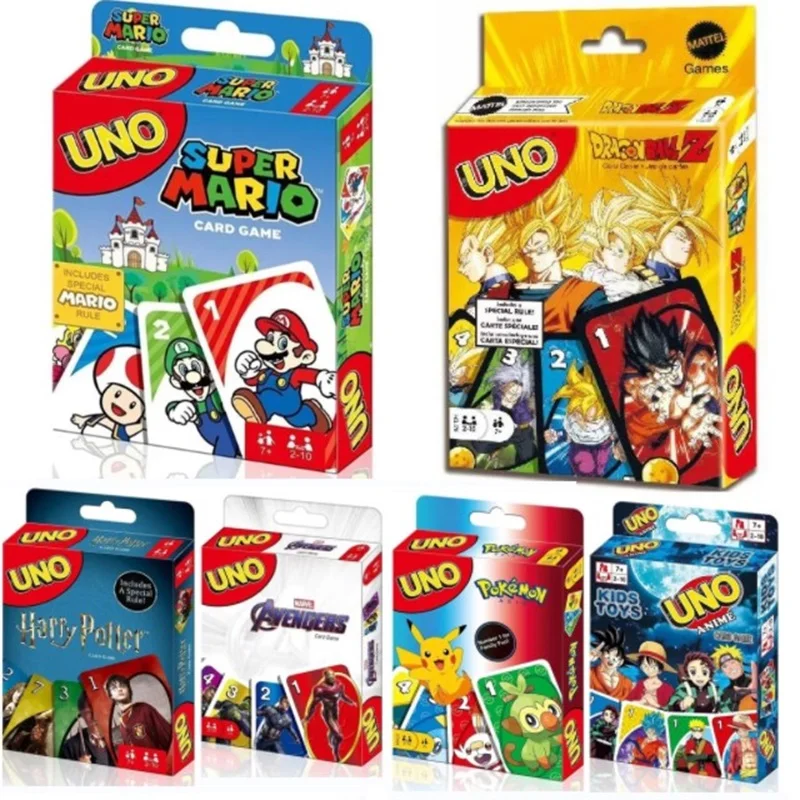 Mattel UNO Super Mario Card Games Family Funny Entertainment Board Game Poker Kids Toys Playing Cards