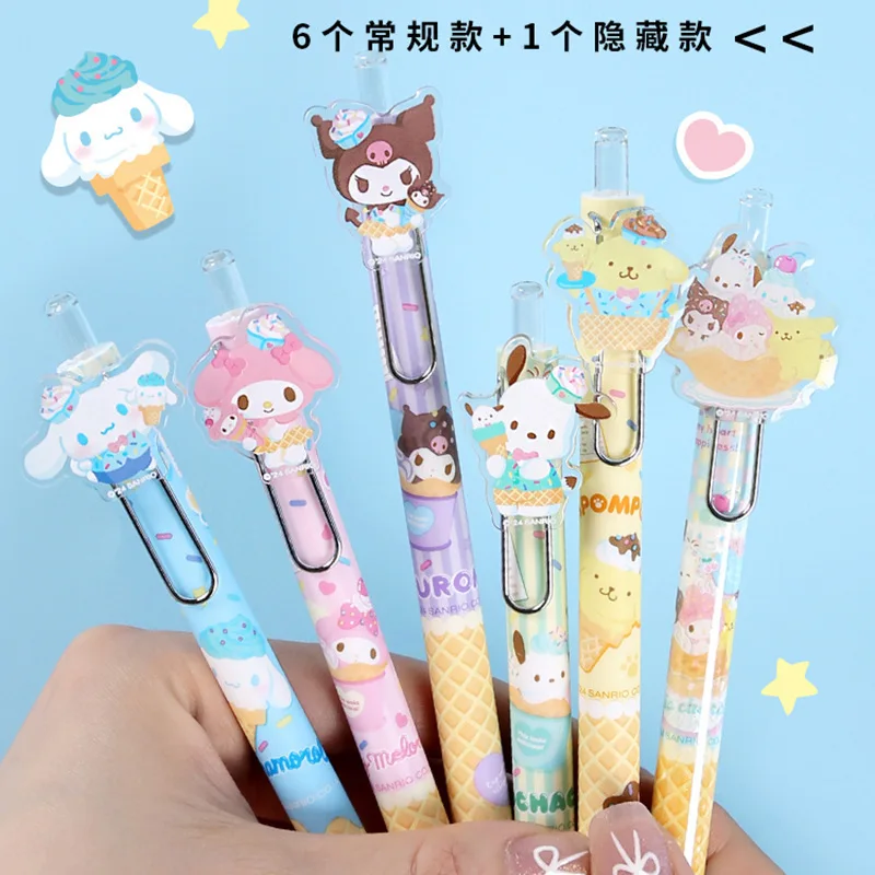 5/20 قطعة سلسلة سانليو التصحيح قلم محايد اللون الكرتون 0.5 المحمولة قلم معدني كليب أسود التجفيف السريع قلم توقيع طالب القرطاسية #2