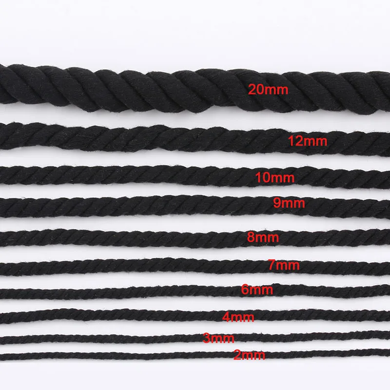 1KG Black Beige White Three Twisted Cotton Rope 5mm/6mm/7mm/8mm/9mm/10mm/12mm/15mm/20mm Handbag Home Textile Accessories